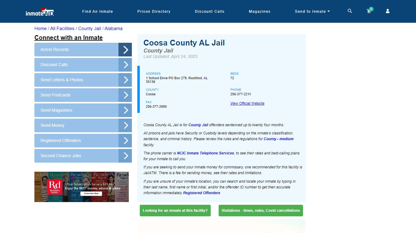 Coosa County AL Jail - Inmate Locator - Rockford, AL